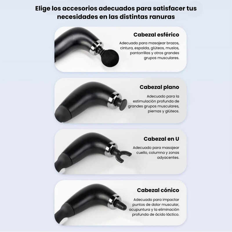 Pistola de masaje muscular en forma de U
